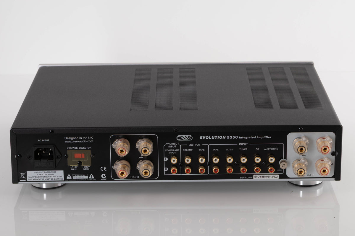 Rear view of a used Creek 5350 Evolution Integrated Amplifier in Silver