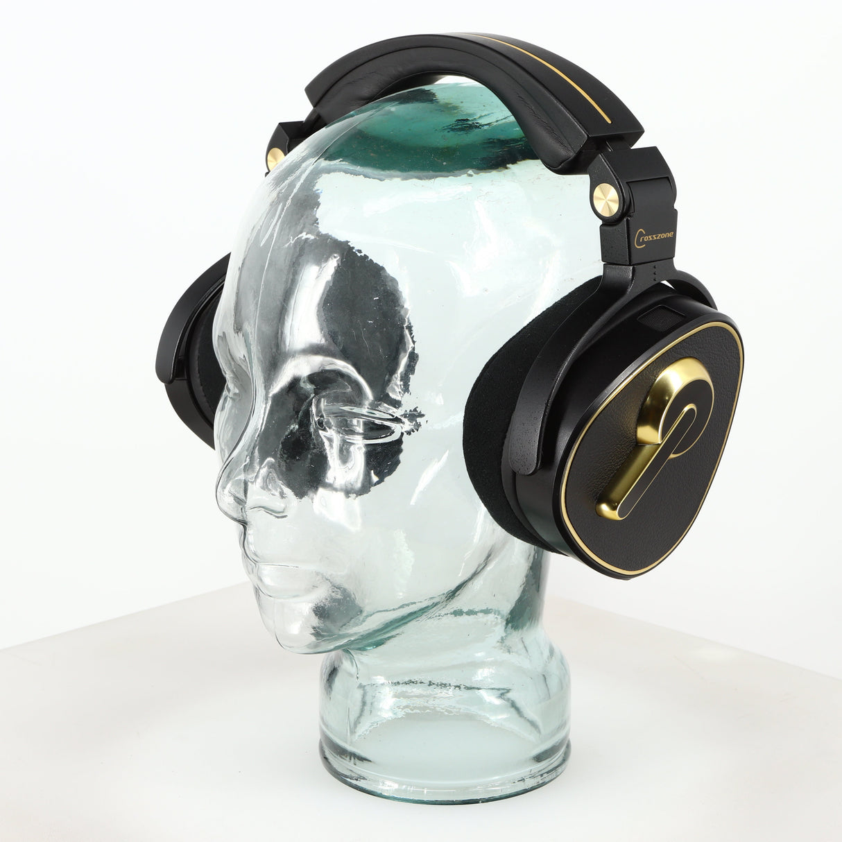 Front right angle of used Crosszone CZ-1 Headphones in a black / gold finish