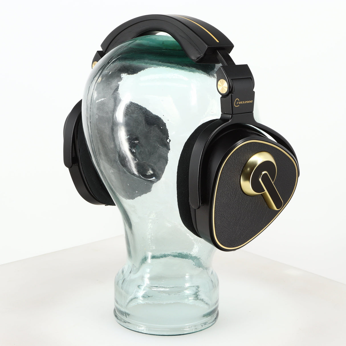 Rear left angle of used Crosszone CZ-1 Headphones in a black / gold finish