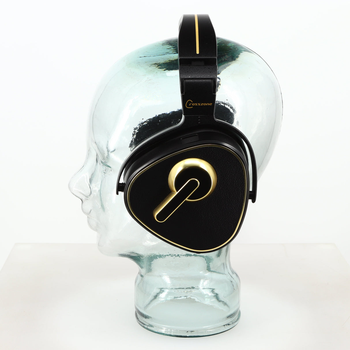 Right side view of used Crosszone CZ-1 Headphones in a black / gold finish