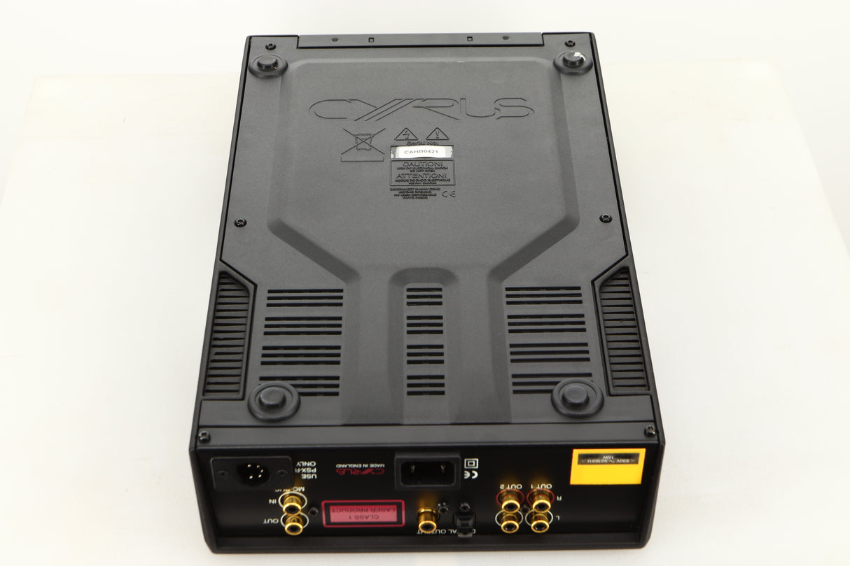 Bottom view of a used Cyrus CD8SE CD Player in Brushed Black finish