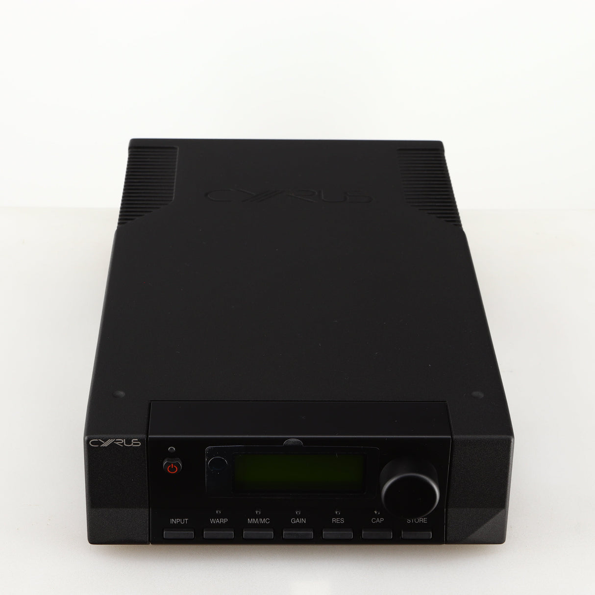 Top of a used Cyrus Classic Phono Phonostage in a brushed black finish