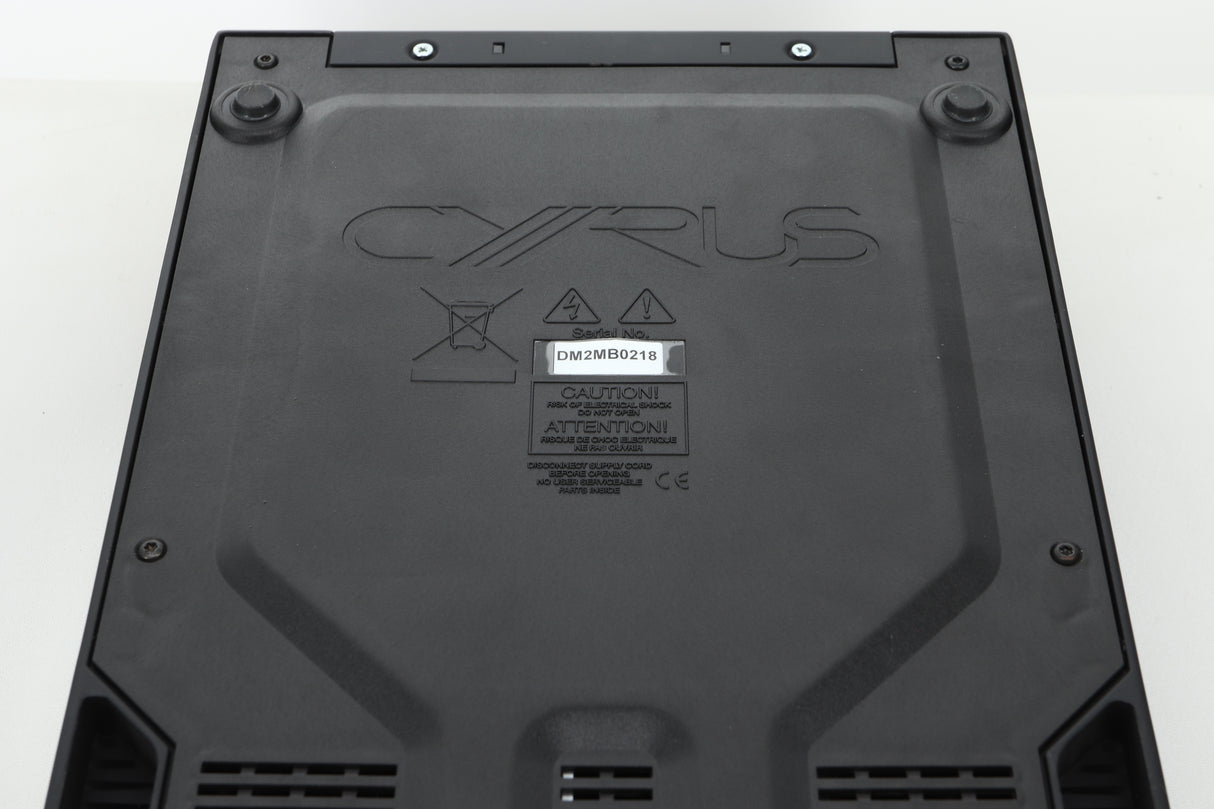Underside view of a used Cyrus i9-XR Integrated Amplifier in PhBlack finish