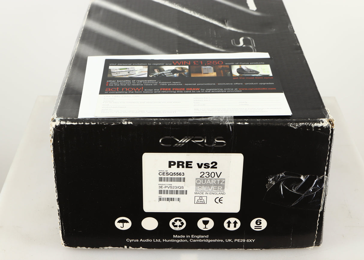 Box for a used Cyrus PRE VS2 Pre Amplifier in a quartz silver finish