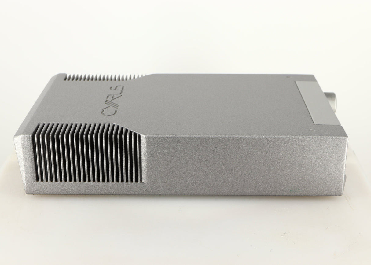 Left side view of a used Cyrus PRE VS2 Pre Amplifier in a quartz silver finish