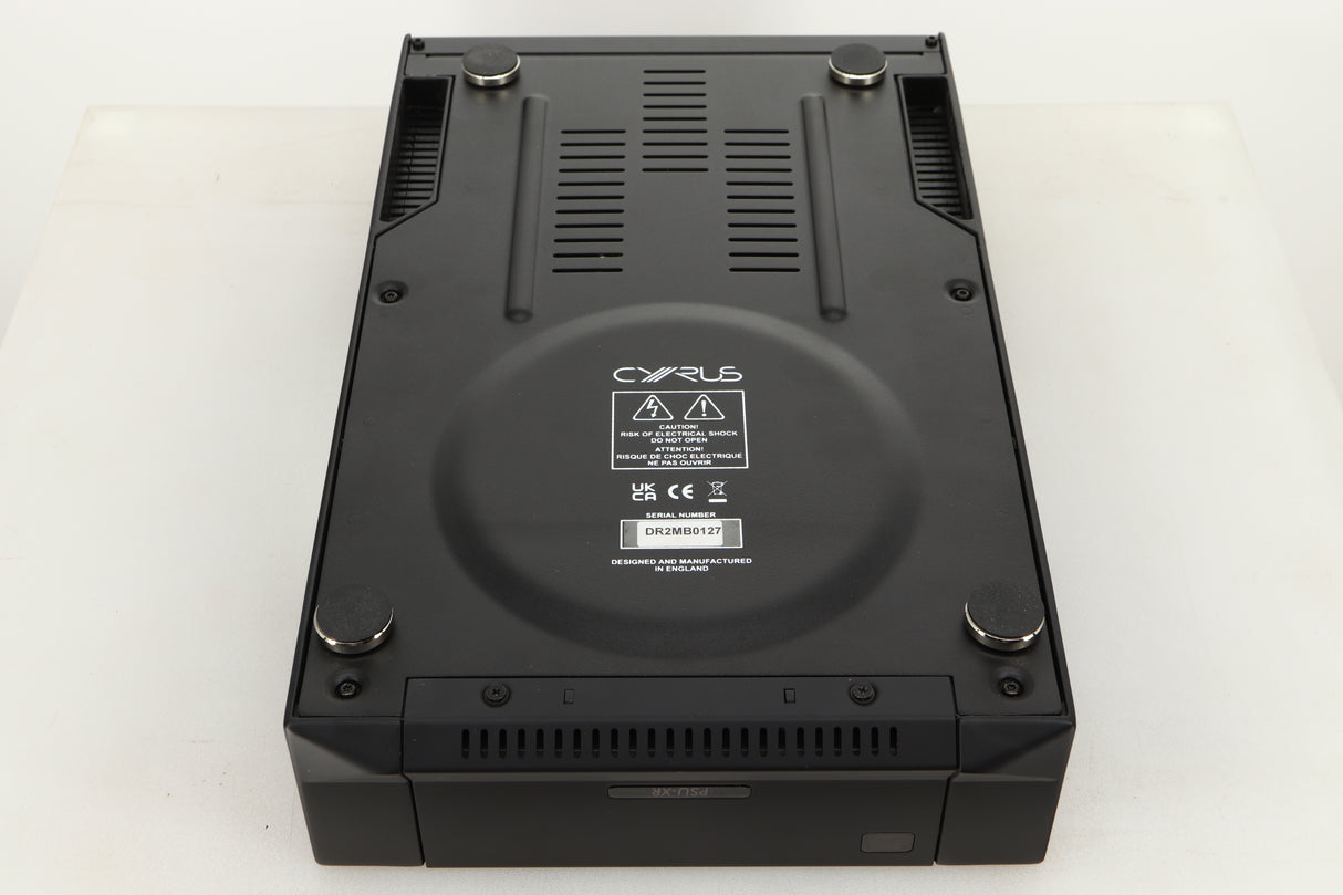 Bottom view of a used Cyrus PSU-XR Power Supply in PhBlack finish