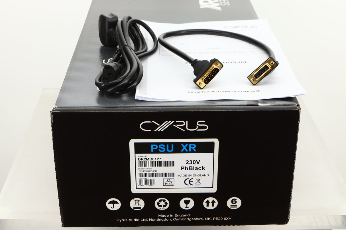 Box of a used Cyrus PSU-XR Power Supply in PhBlack finish
