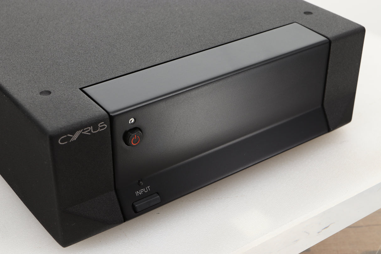 Fascia view of a used Cyrus Stereo 200 Power Amplifier in BrBlack finish