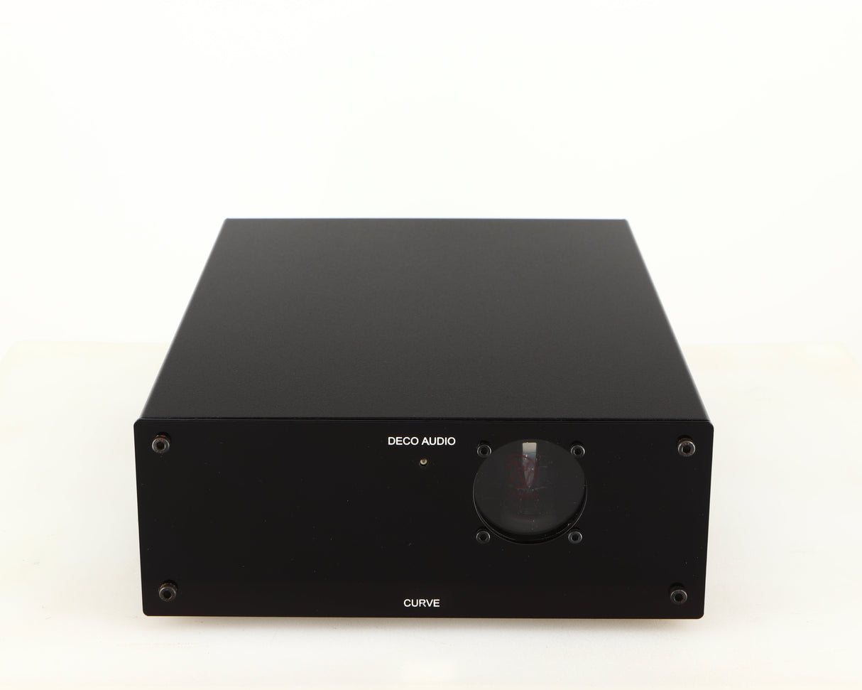 Front view of a used Deco Audio Curve MM Phonostage in a black finish