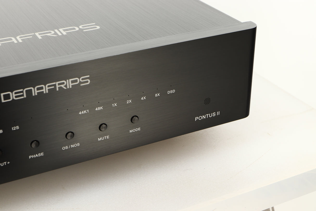 Close up view of a used Denafrips Pontus II R2R DAC in Black finish