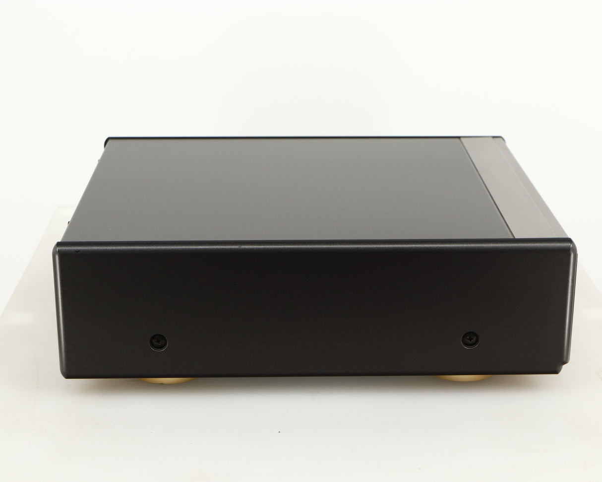 Left side view of a used Denon DDR-6.5 Cassette Deck in a silver finish