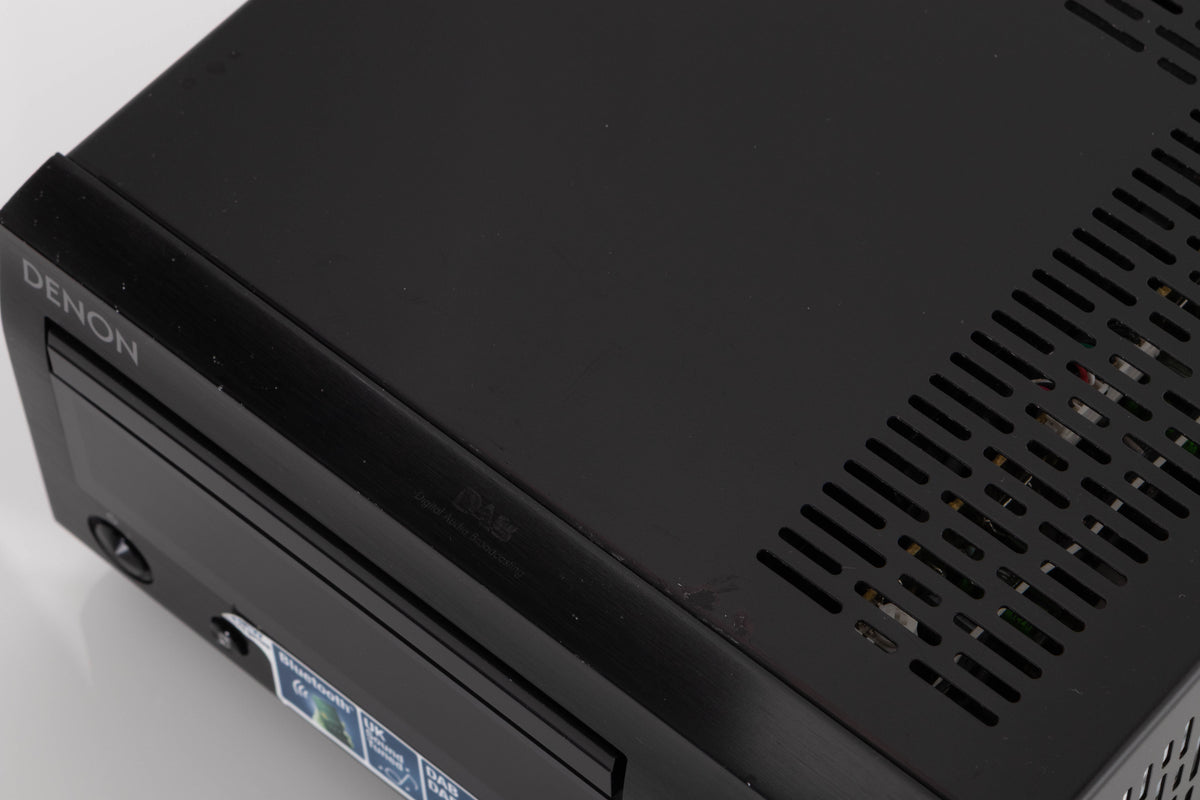 Close up view of a used Denon RCD M41DAB Music System in Black
