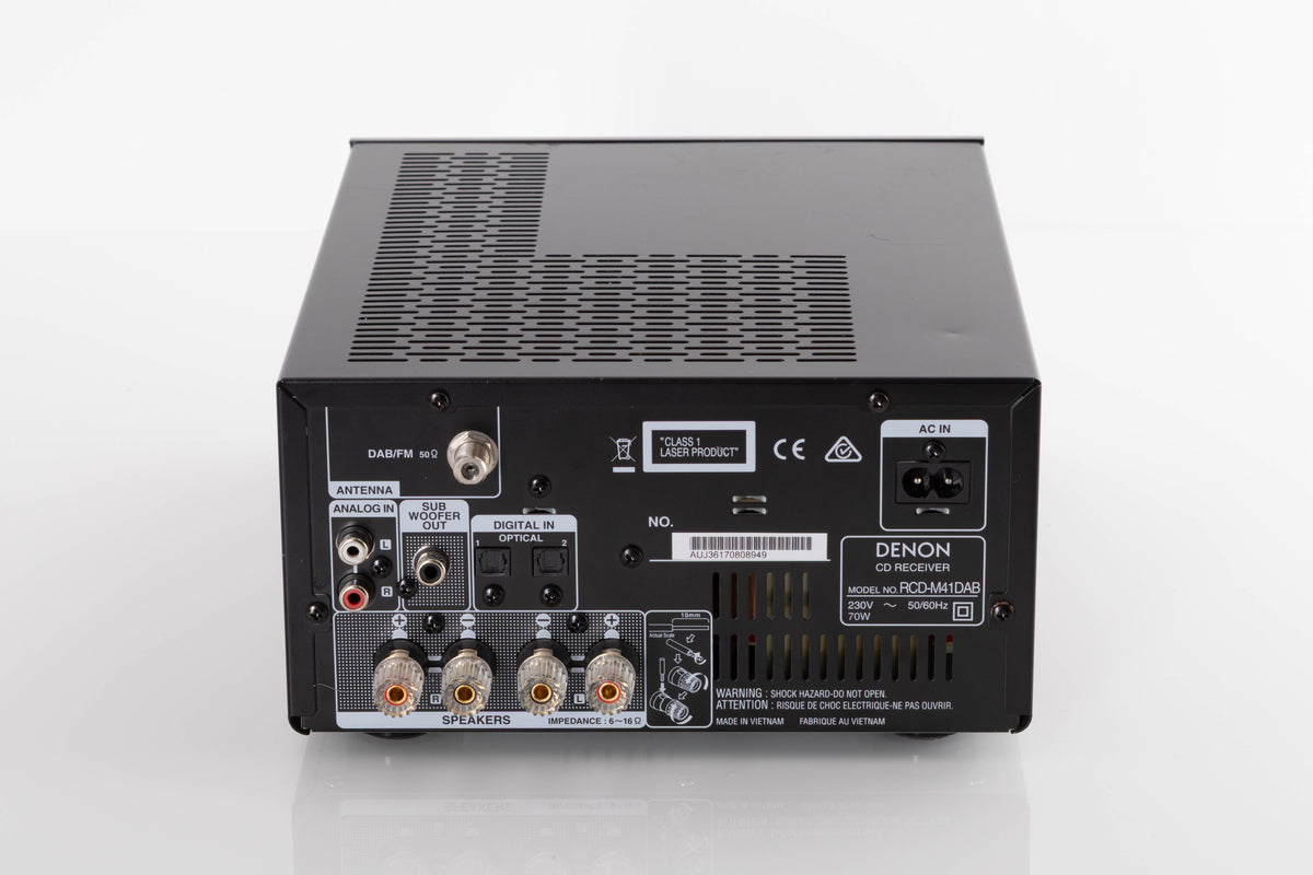 Rear view of a used Denon RCD M41DAB Music System in Black