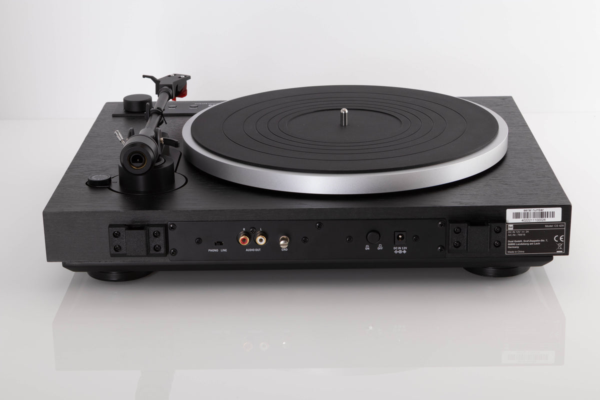 Rear view of a used Dual CS 429 Fully Automatic Turntable in Black finish