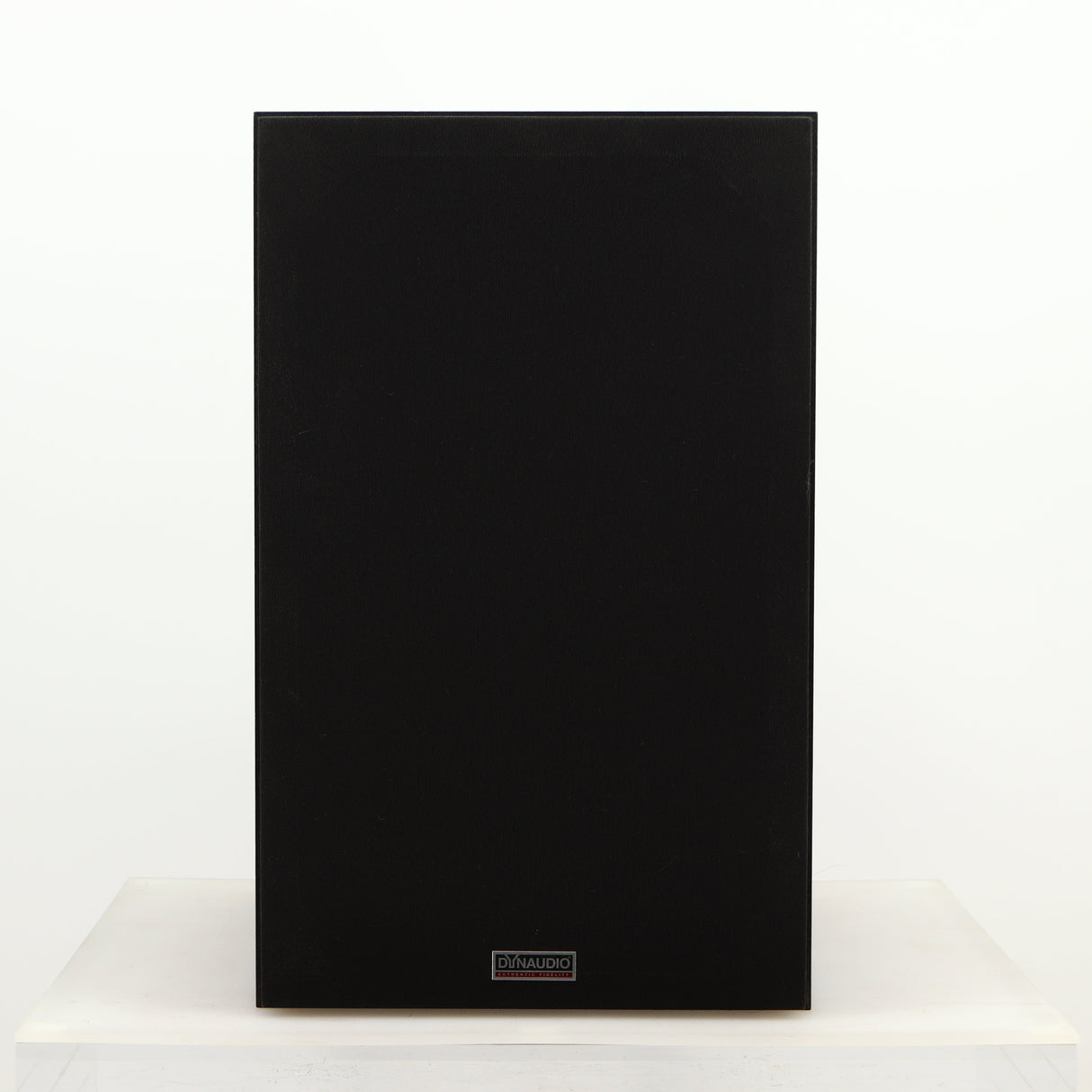 Front view of a used Dynaudio Audience 7 Standmount Speaker in a black finish showing the grille