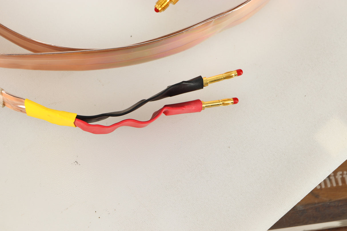 Close up view of a 3.0m ElectroFluidics Monolith 20/20 Speaker Cable
