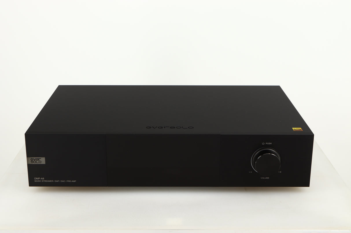 Front view of a used Eversolo DMP A8 Streamer / Pre Amplifier / DAC in a black finish