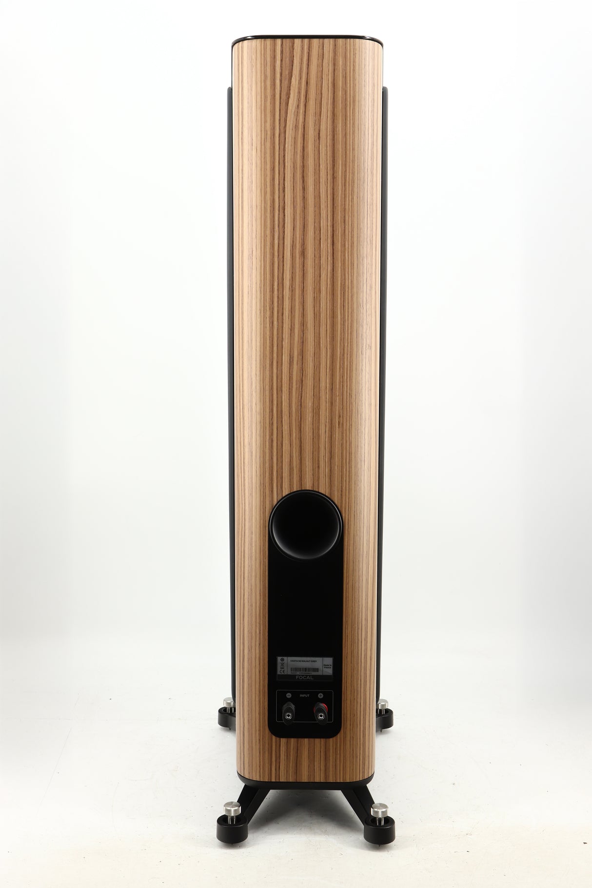 Rear view of a used Focal Kanta N2 Floorstanding Speaker in a walnut grey finish