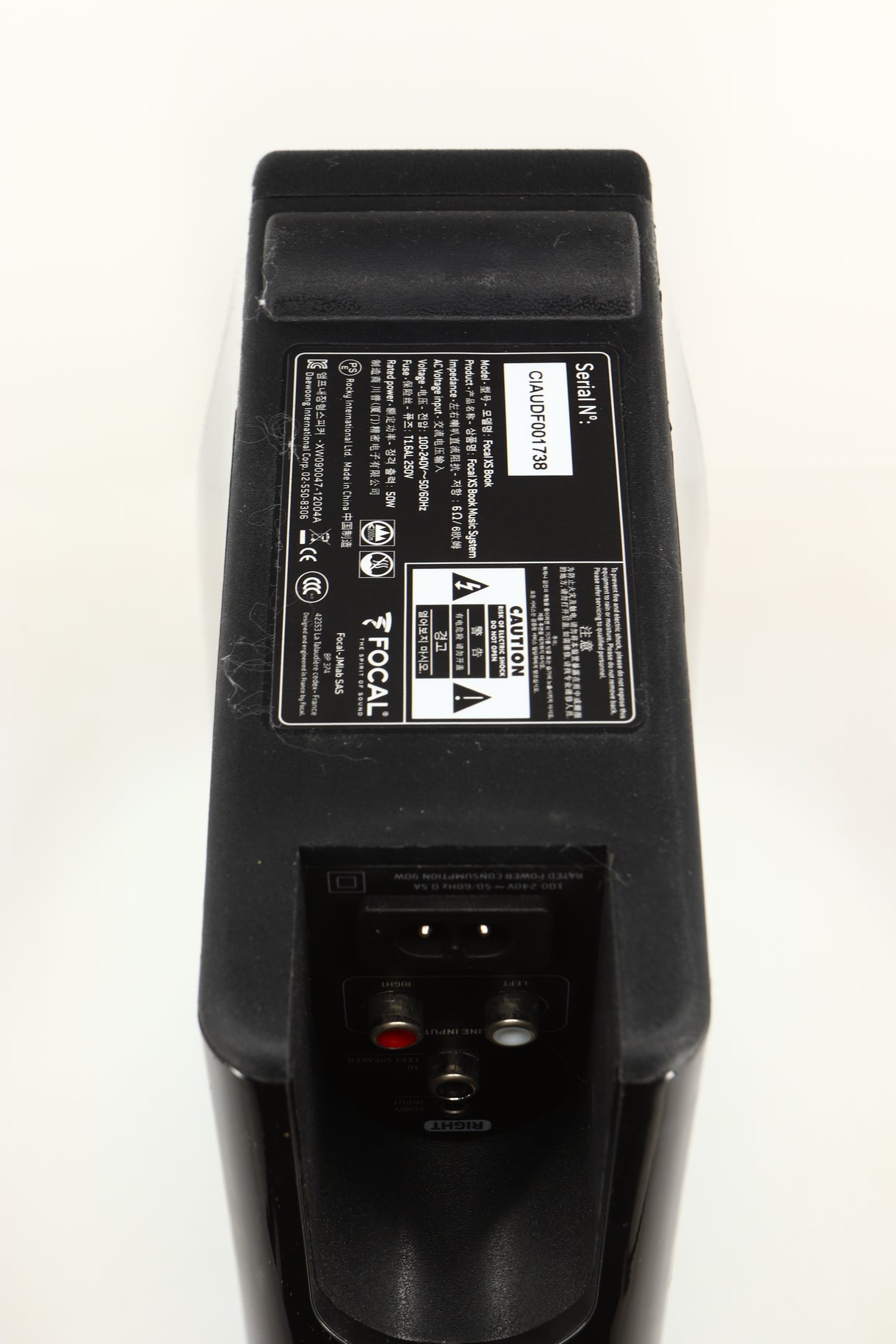 Underside view of a used Focal XS Book Wireless 2.0 Active Bluetooth Standmount Speaker