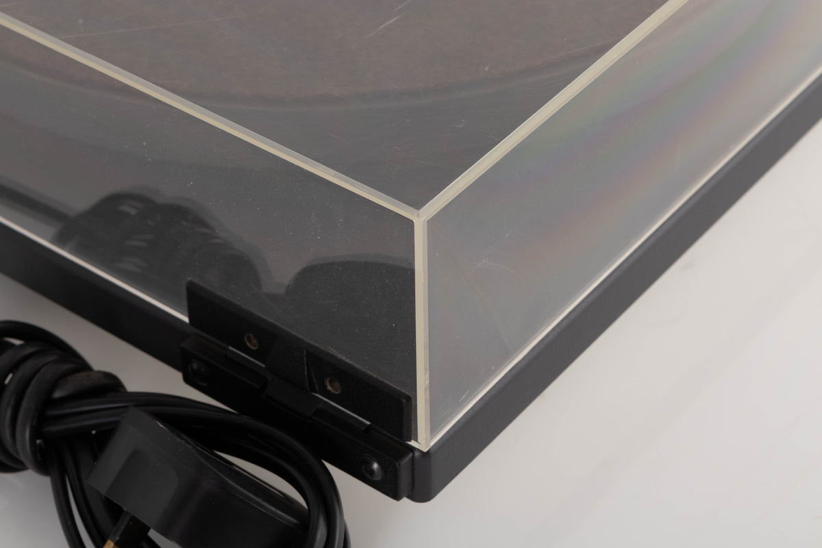Rear left corner of a used Goldring GR1.2 Turntable