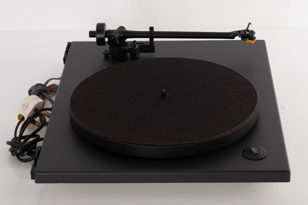 Left side view of a used Goldring GR1.2 Turntable W/ Linn Basik Cartridge in a Black finish