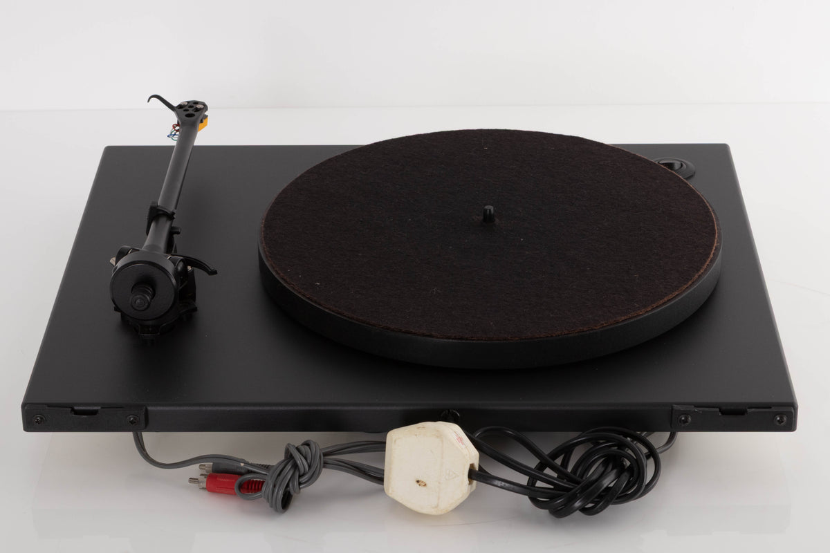 Rear view of a used Goldring GR1.2 Turntable W/ Linn Basik Cartridge in a Black finish