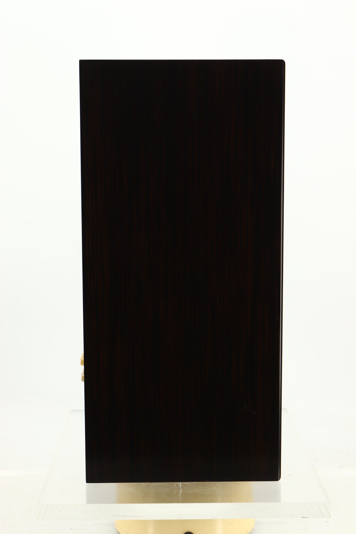 Side view of a used Harbeth Super HL5 Plus Standmount Speakers in Tiger Ebony finish