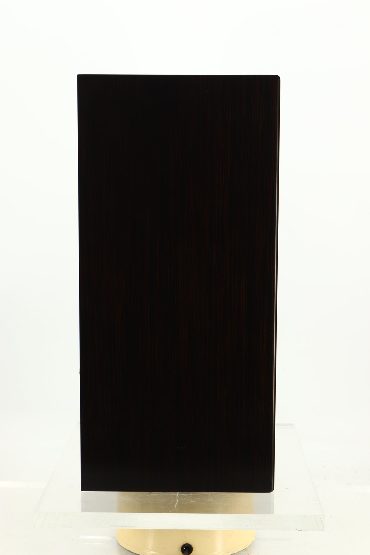 Side view of a used Harbeth Super HL5 Plus Standmount Speakers in Tiger Ebony finish