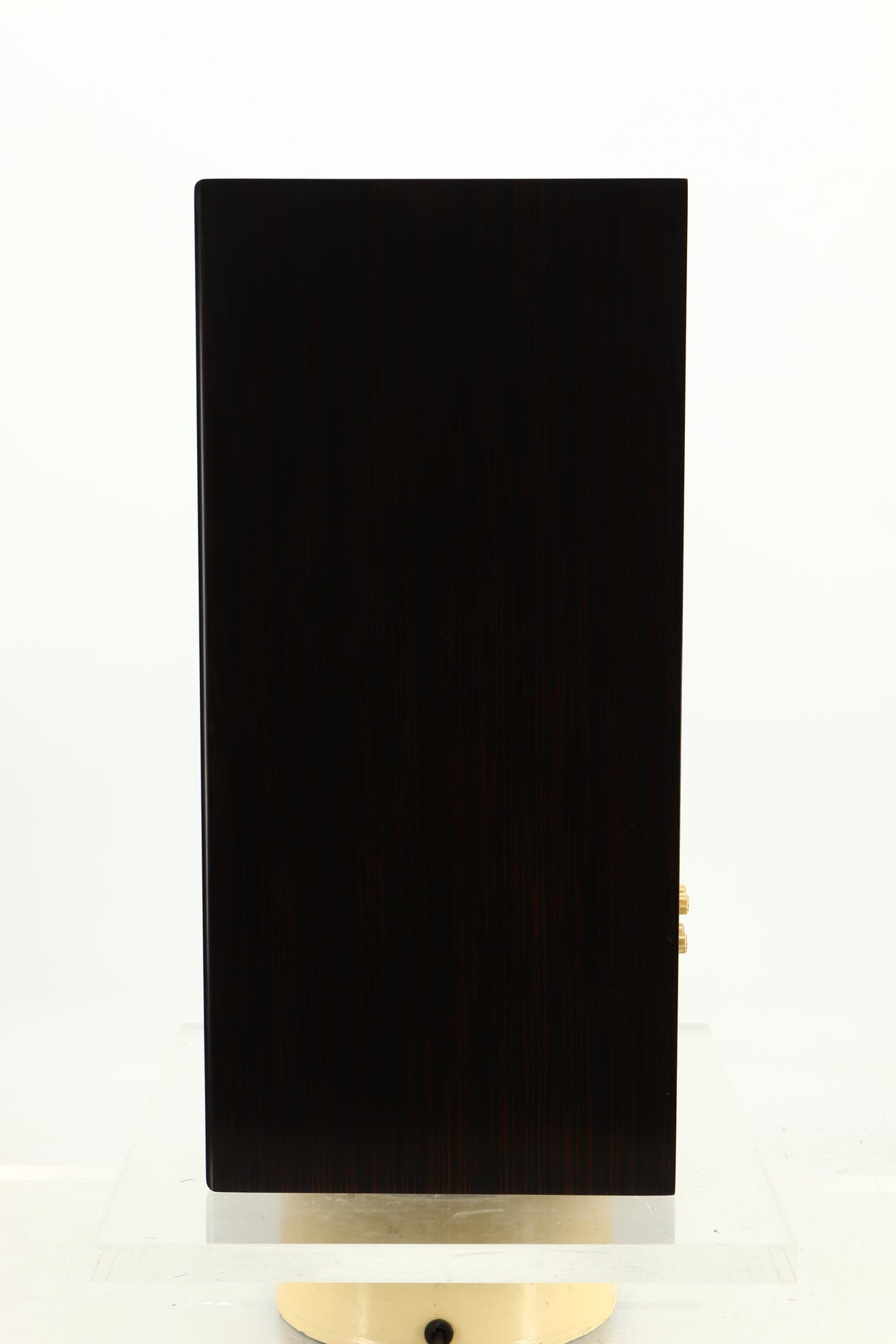 Side view of a used Harbeth Super HL5 Plus Standmount Speakers in Tiger Ebony finish