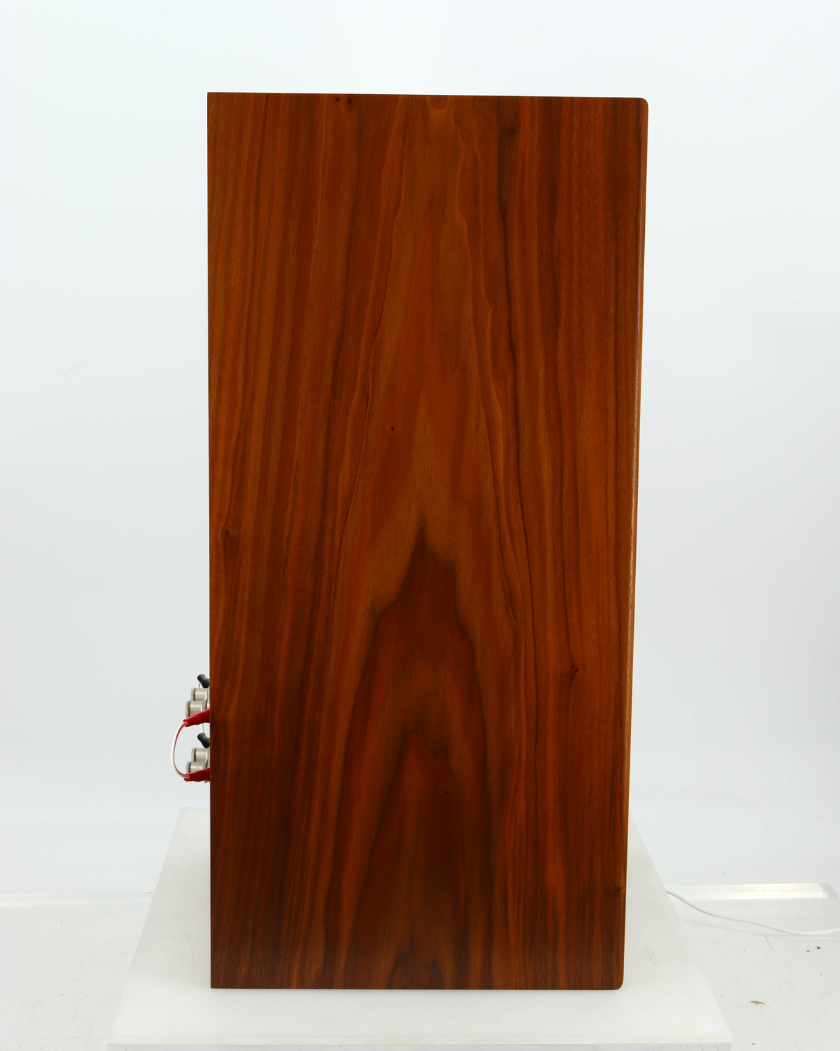 Left side view of a used Harbeth Super HL5 Plus 40th Anniversary Standmount Speaker in a walnut finish