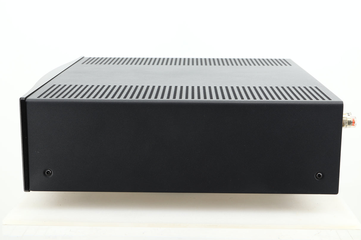 Side view of a used Hegel H400 Streaming Amplifier in Black finish