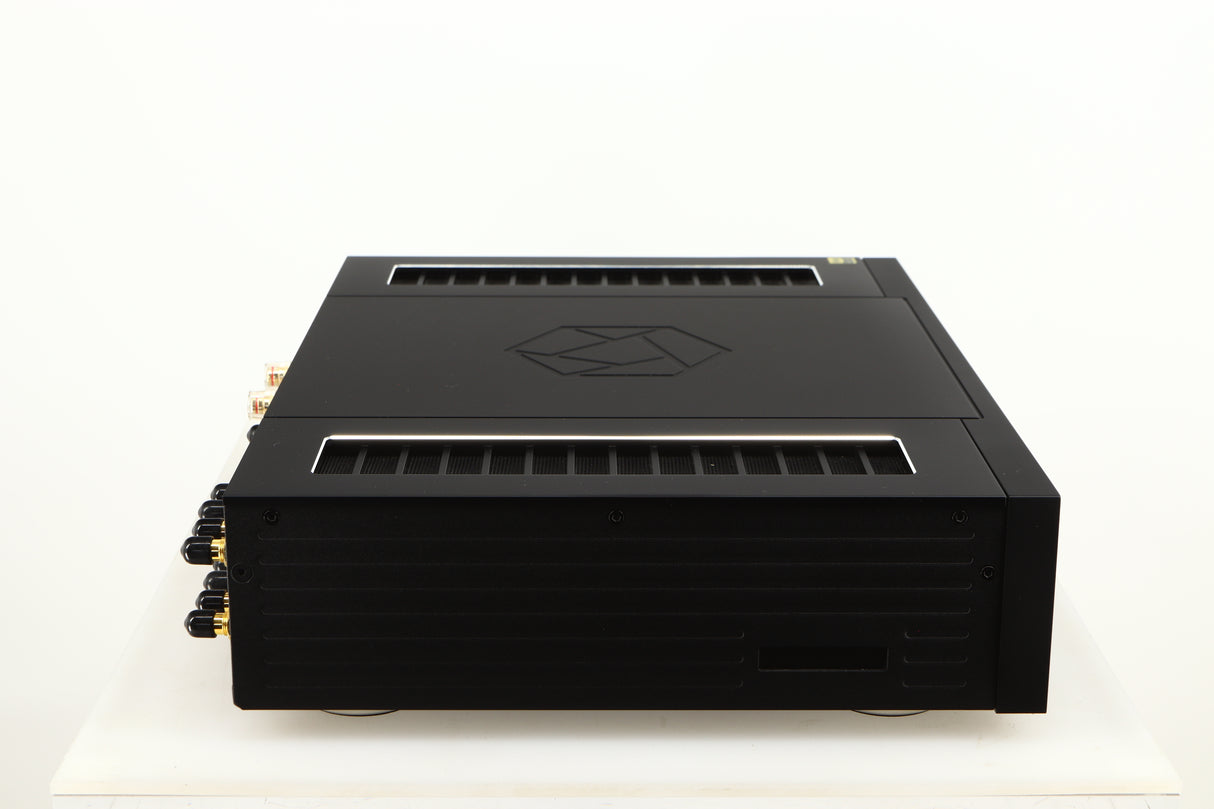 Left side view of a used HiFi ROSE RA280 Integrated Amplifier in a black finish