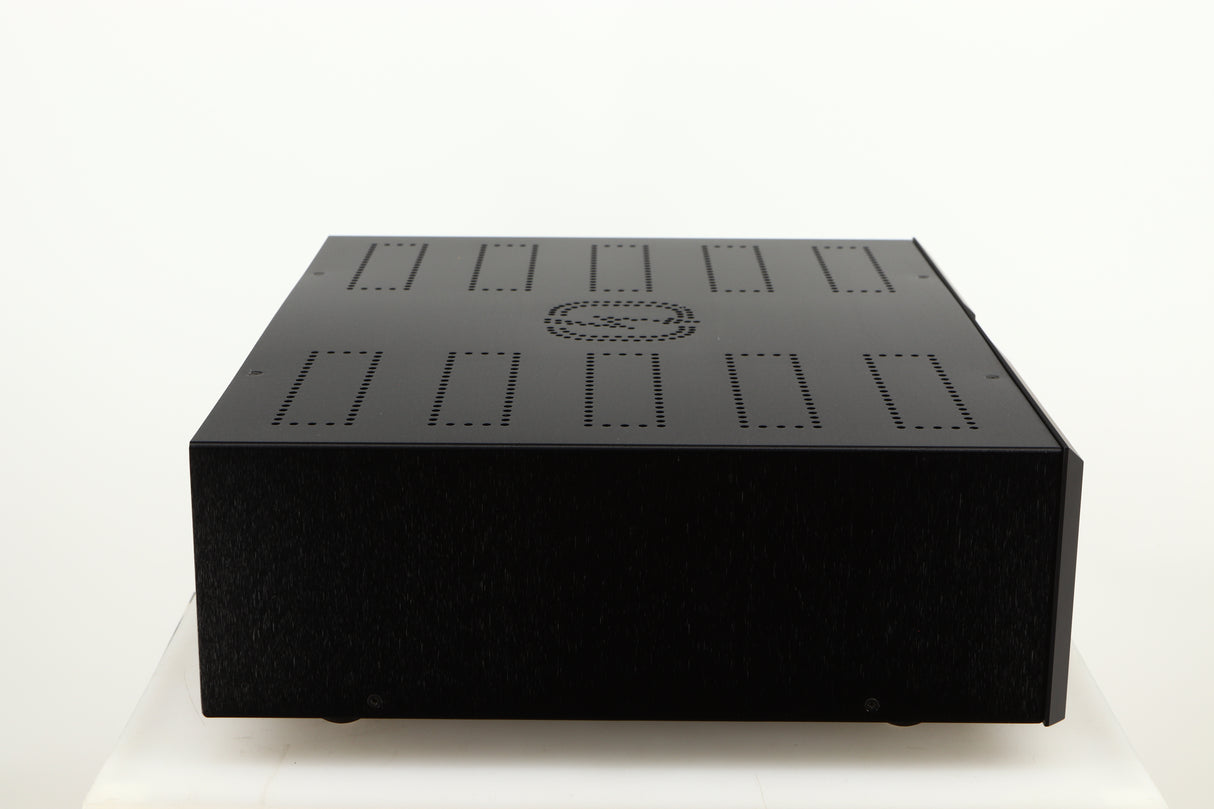 Left side view of a used Isotek Nova Mains Conditioner in a black finish