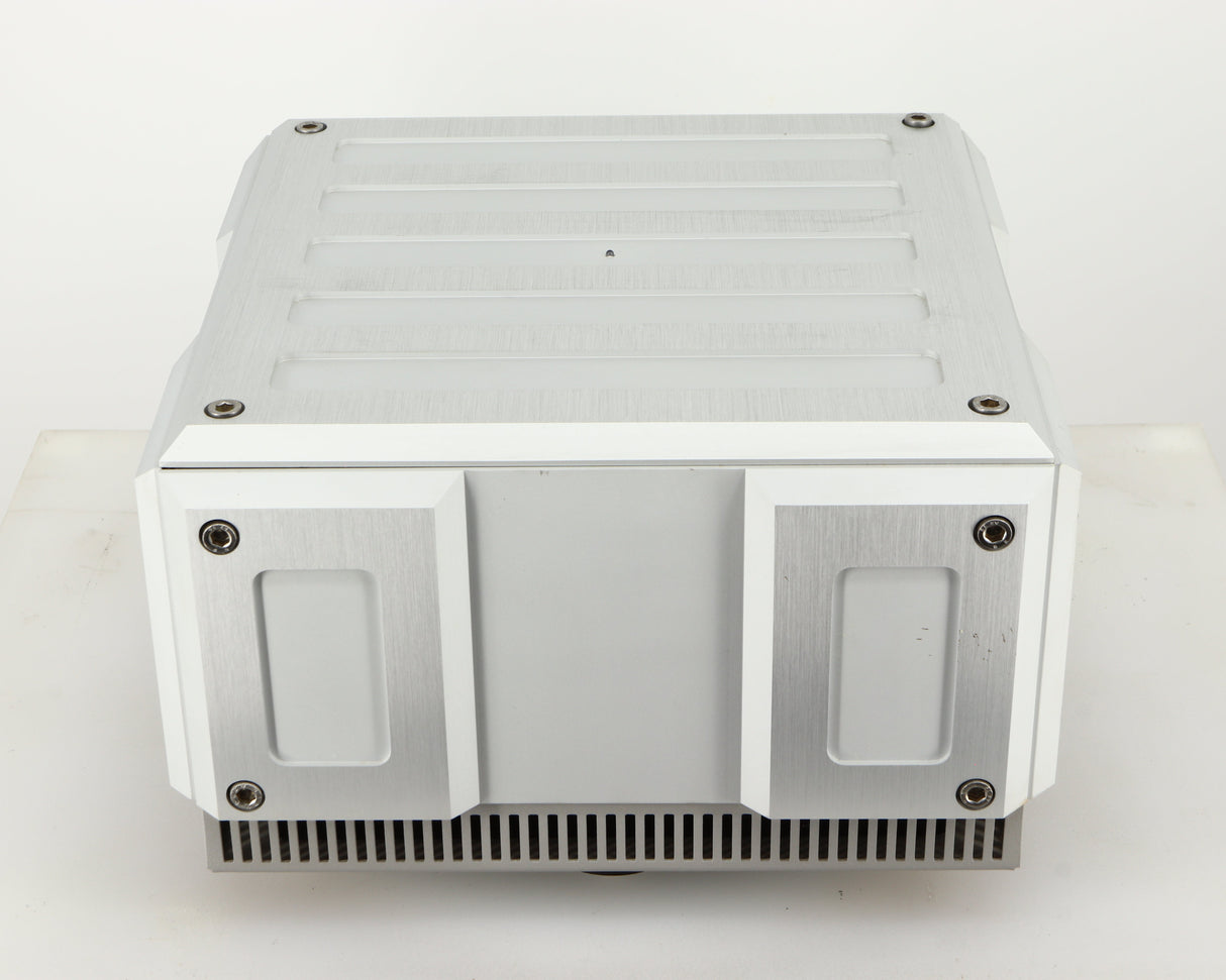 Top of a used Isotek Titan Mains Conditioner in a silver finish