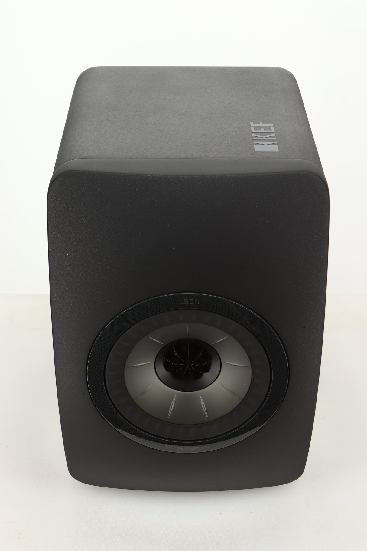 Top view of a used KEF LS50 Black Edition Standmount Speaker