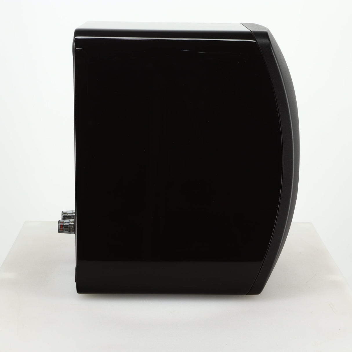 Left side view of a used KEF LS50 Standmount Speaker in a black gloss finish