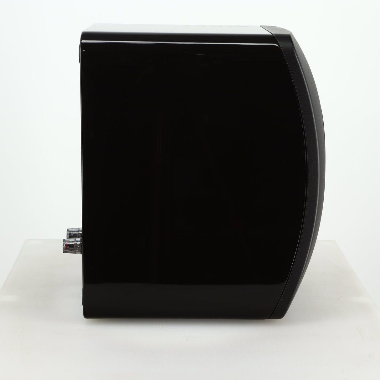 Left side view of a used KEF LS50 Standmount Speaker in a black gloss finish