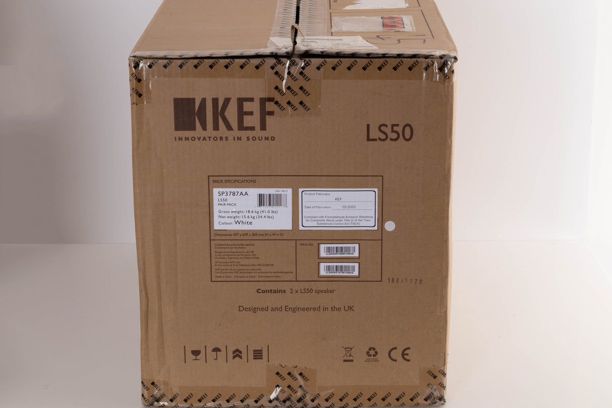Box for a used KEF LS50 Standmount Speaker in a White finish