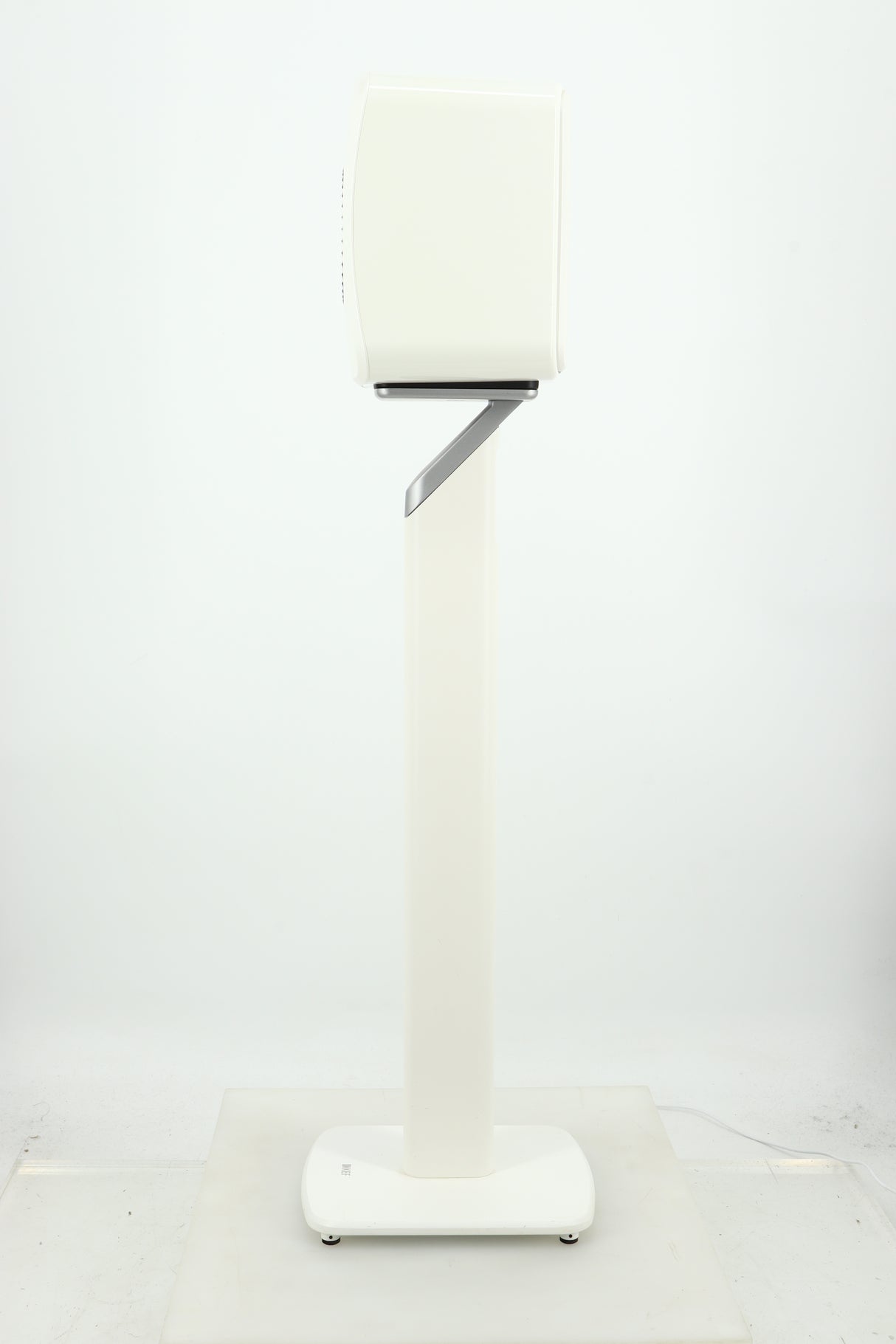 Right side view of a used KEF LSX Standmount Speaker W/ Stand in a white finish