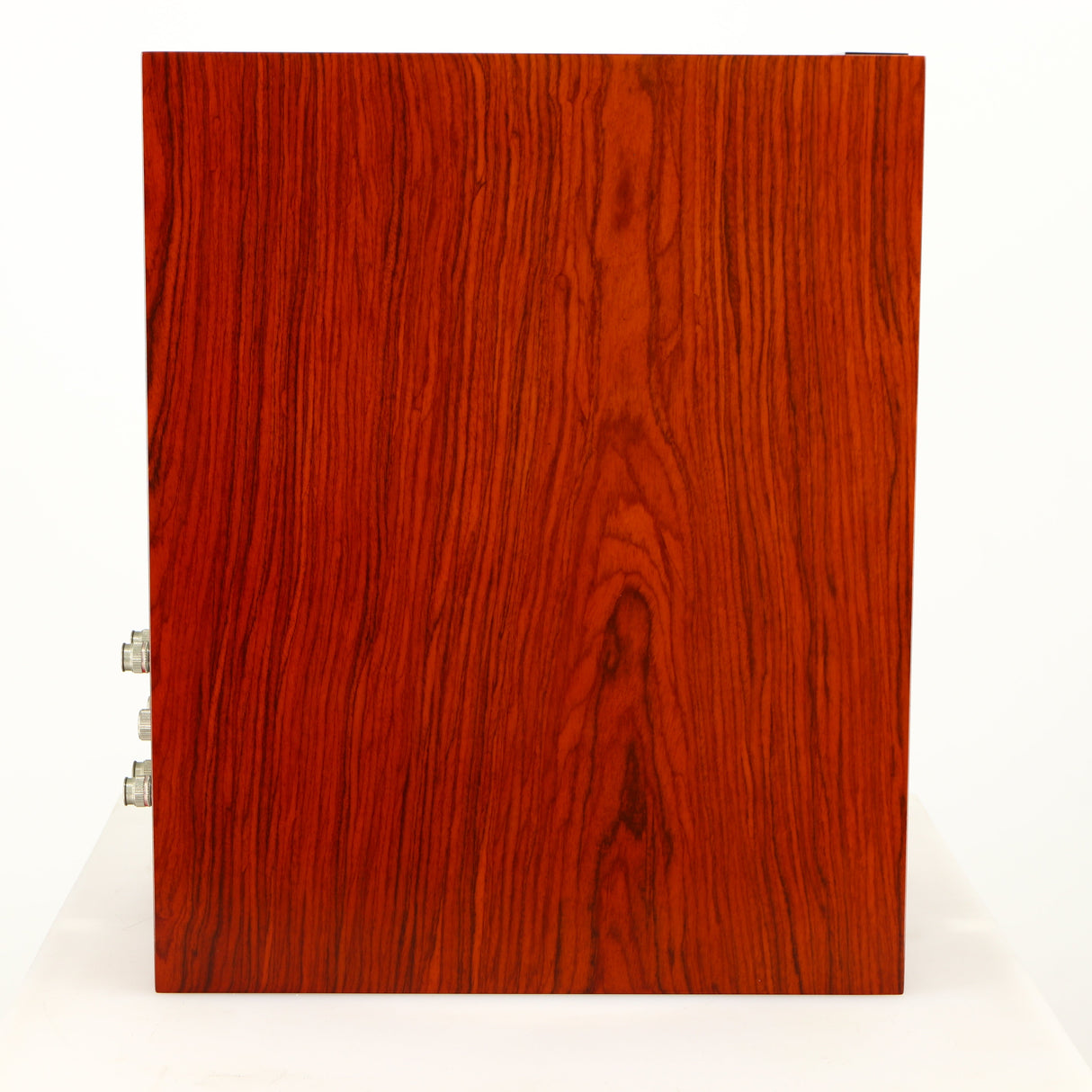 Left side view of a used KEF R300 Standmount Speaker in a rosewood finish
