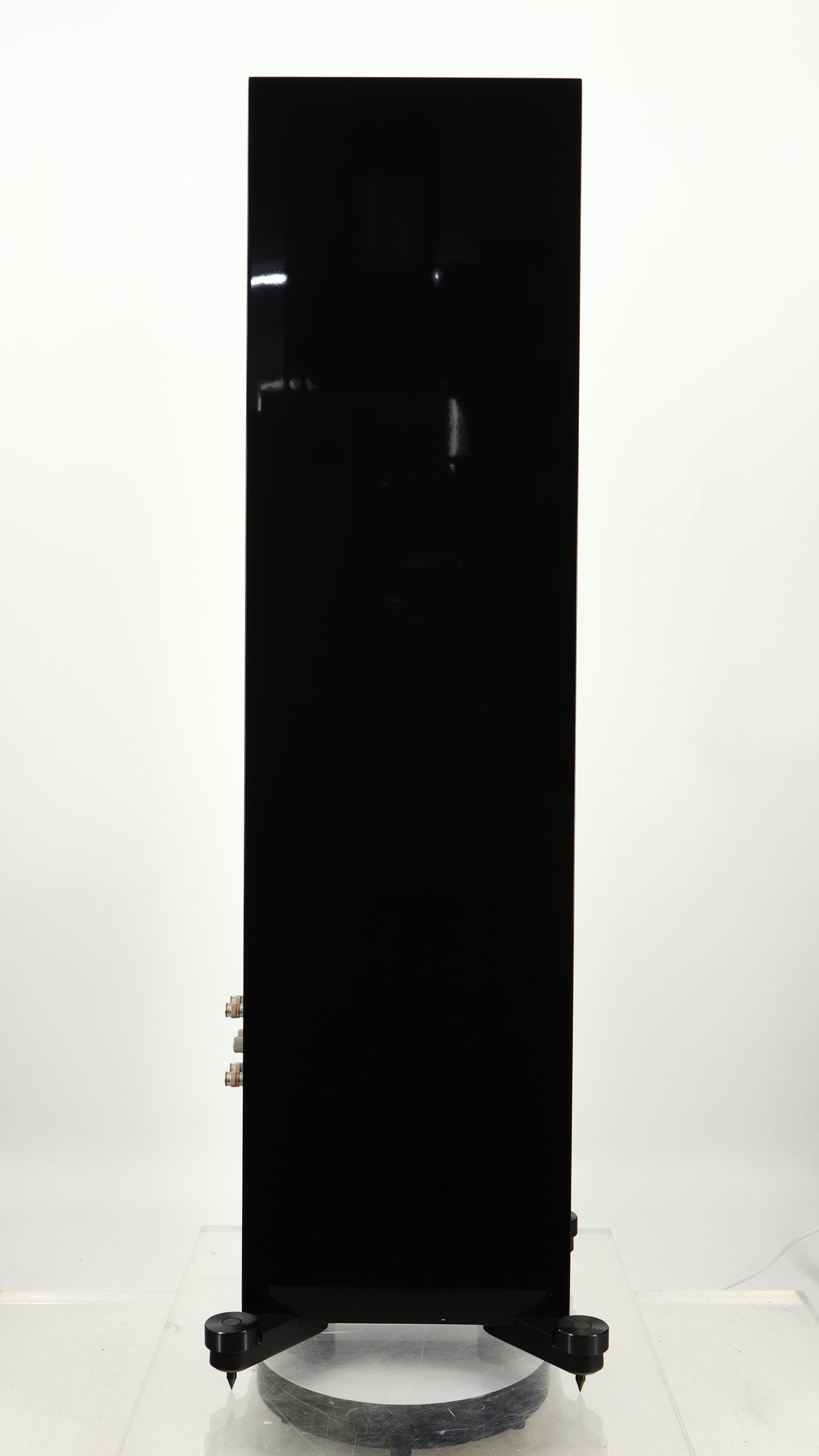 Left side view of a used KEF R500 Floorstanding Speaker in a gloss black finish
