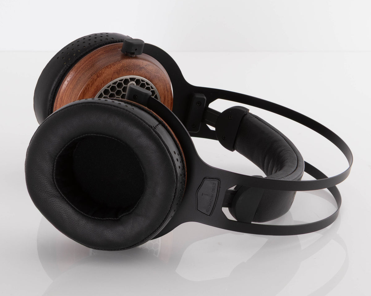 Left side view of used Kennerton Vali MK2 Open Back Headphones showing inside of left earmuff