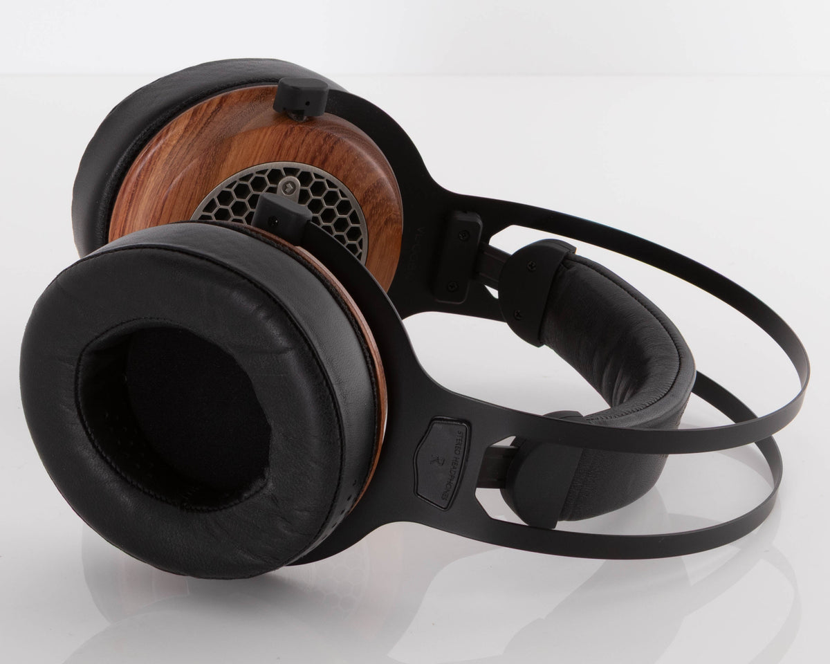 Right side side view of used Kennerton Vali MK2 Open Back Headphones showing inside of right earmuff