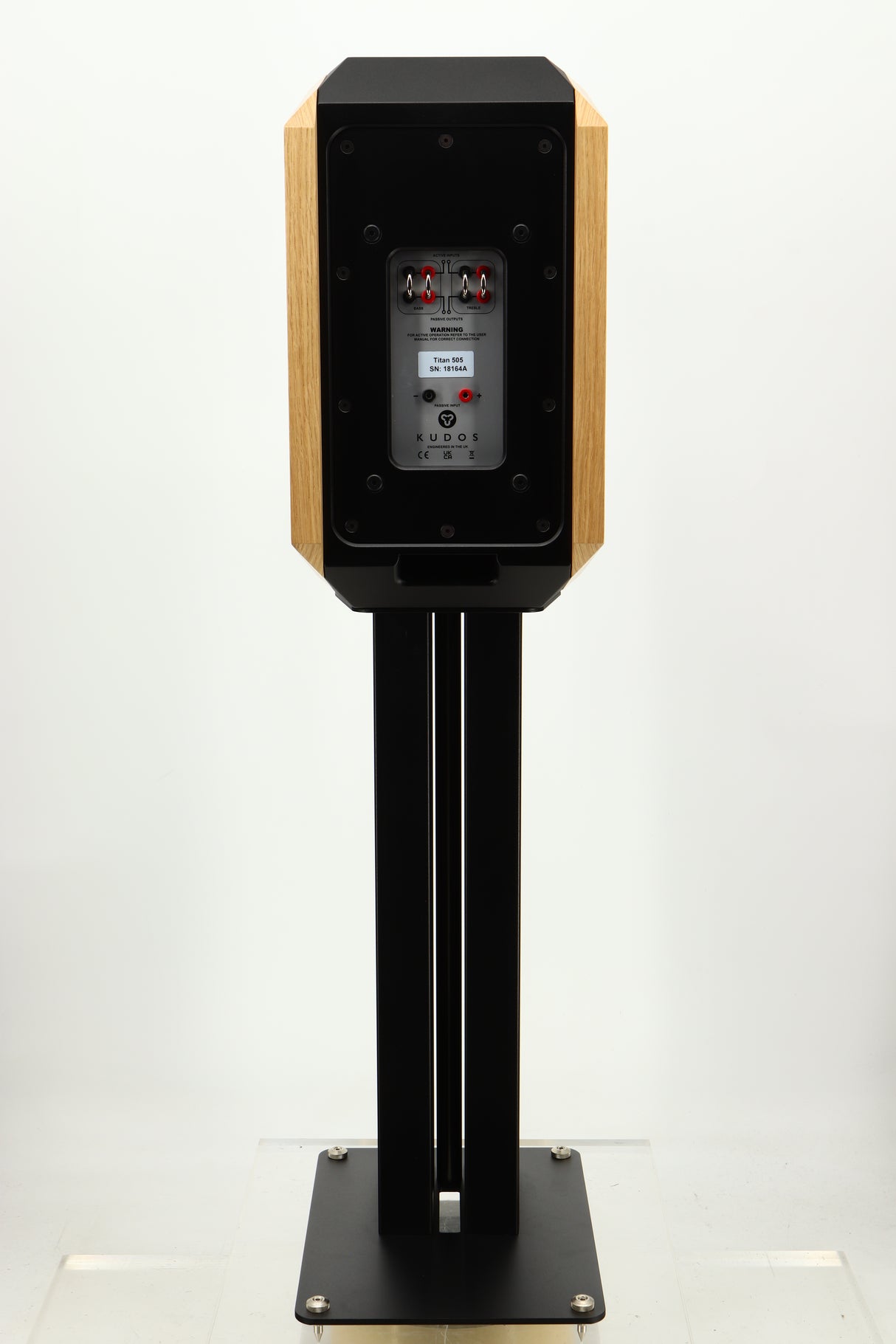 Rear view of a used Kudos Titan 505 Standmount Speaker in Oak finish