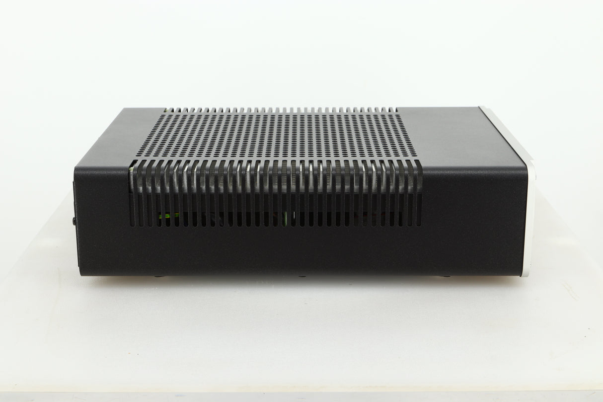 Side view of a used Leema Acoustics Elements Integrated Amplifier in silver finish