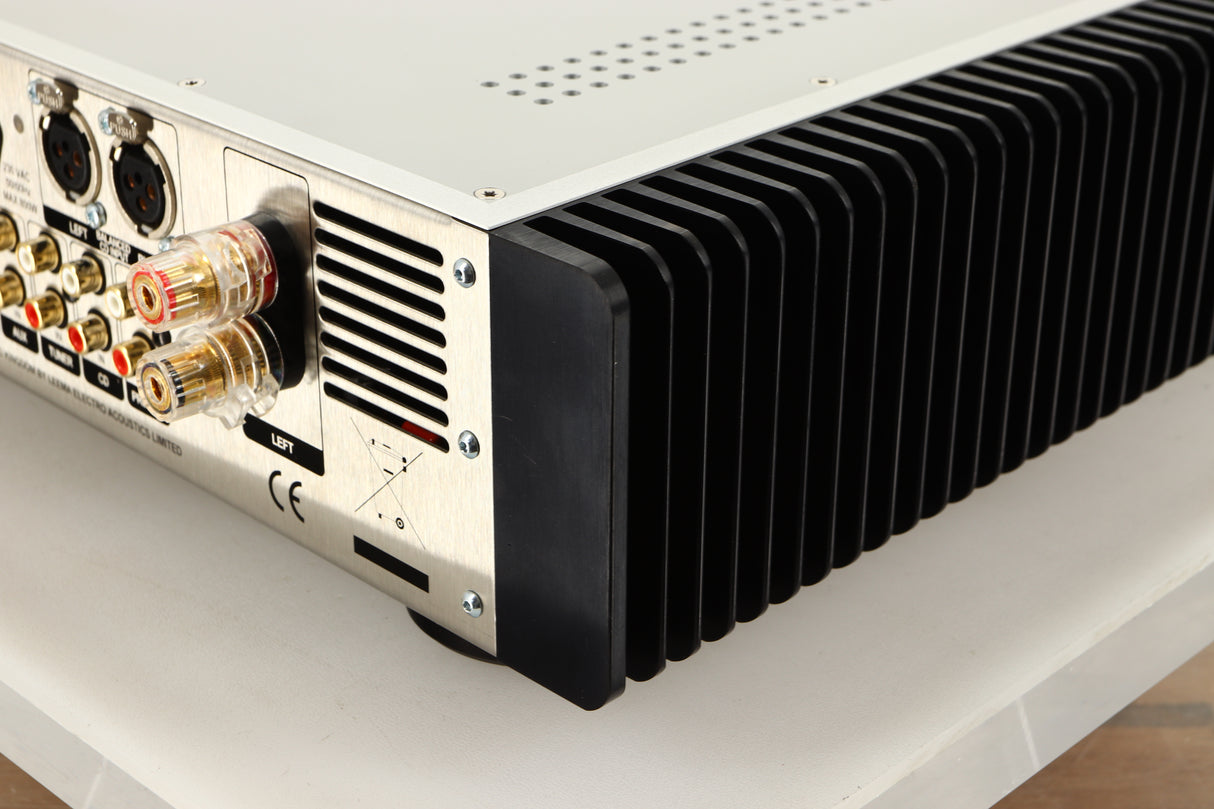 Rear right corner view of a used Leema Tucana II Integrated Amplifier in Silver finish