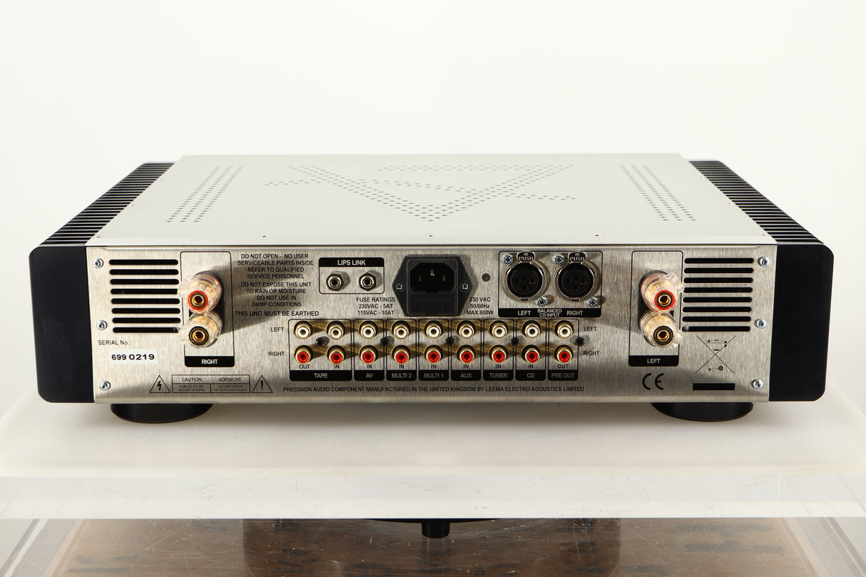Rear view of a used Leema Tucana II Integrated Amplifier in Silver finish