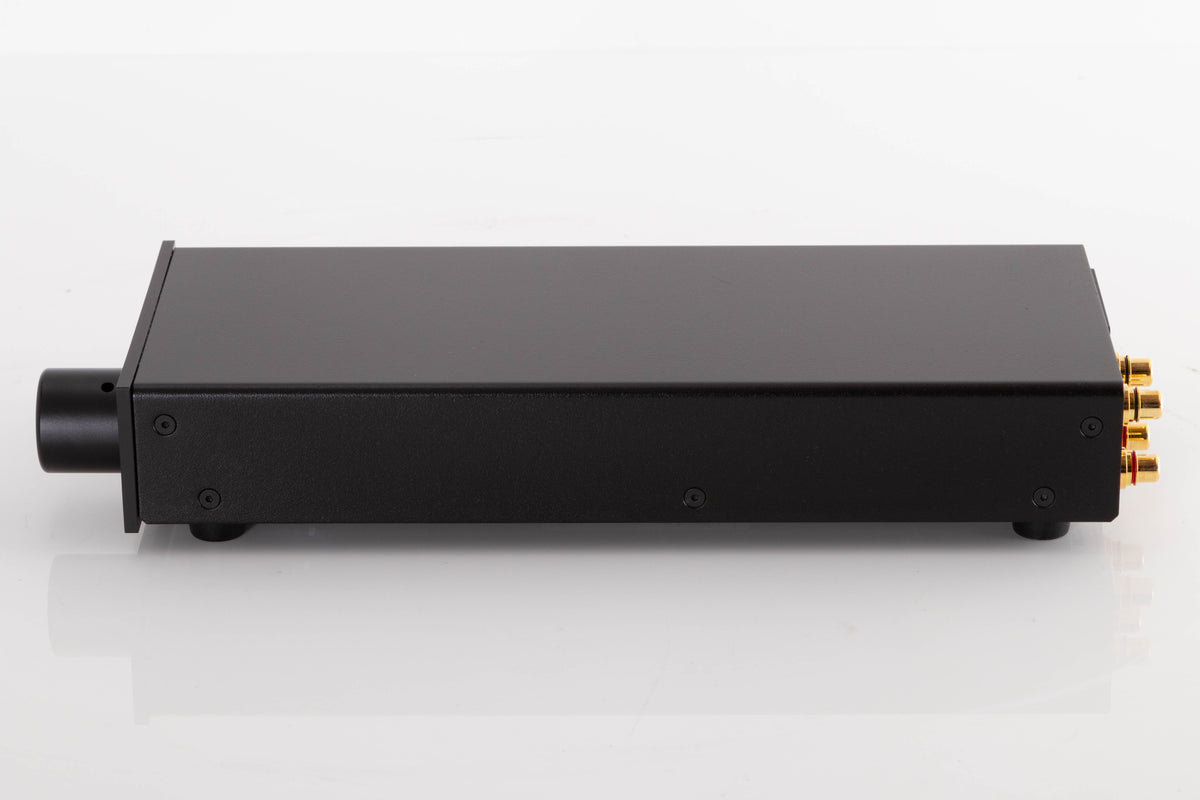 Right side view of a used Lehmann Linear Headphone Amplifier in a Black finish
