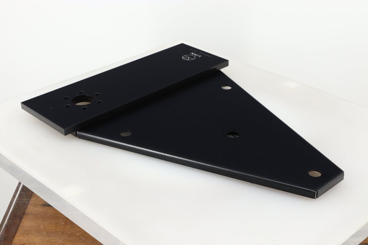 Rear left angle of a used Linn Kore For Ekos LP12 Sub Chassis in a black finish