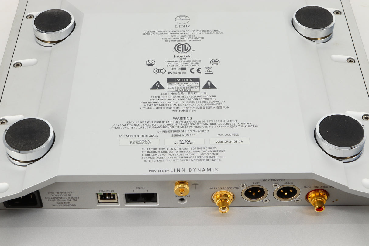 Underside view of a used Linn Klimax DS1 Network Player in Silver finish